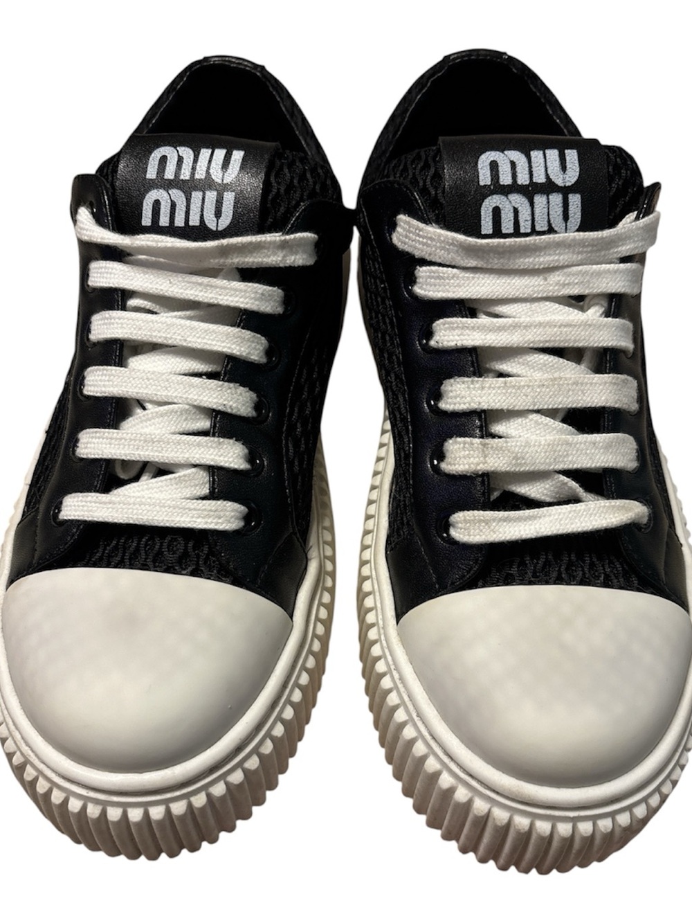 Miu Miu Mesh Platform Sneakers Lace-Up Sneakers Sz 38/8